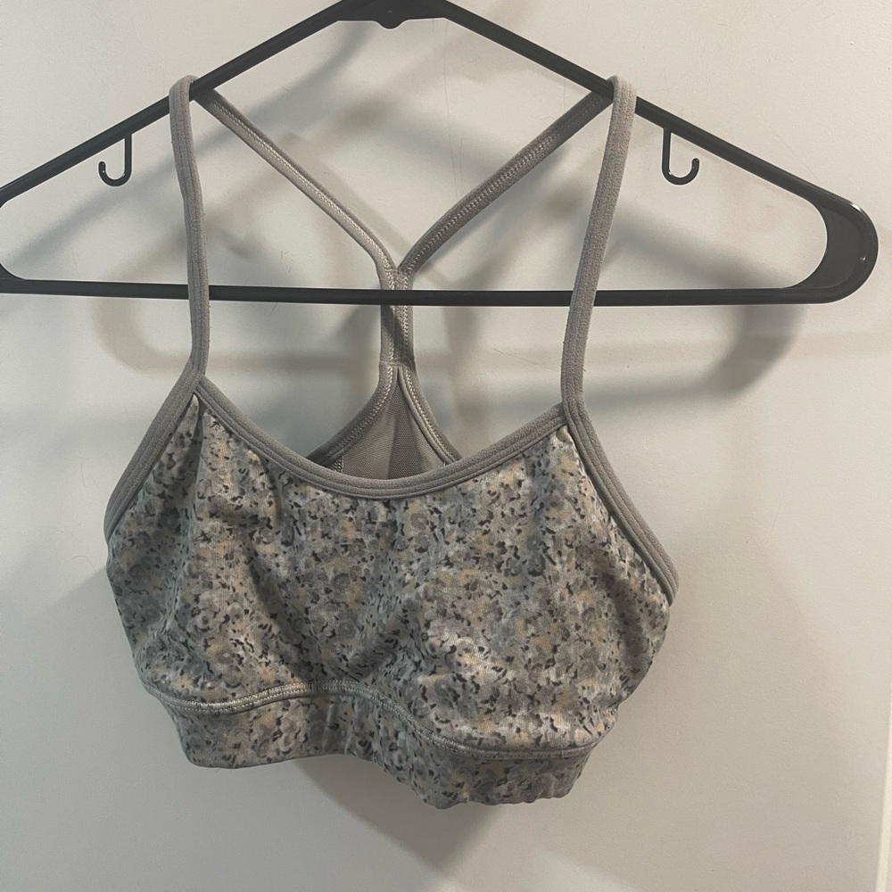 Flawed Lululemon Gray Floral-Print Strappy Bralette - Women Intimates